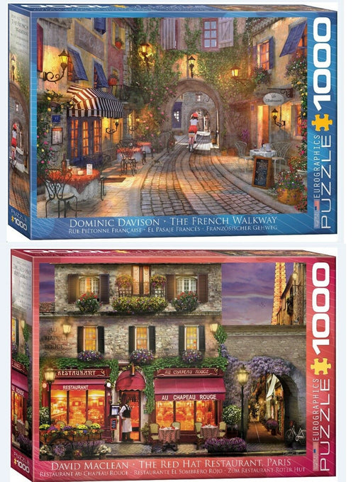 2 Eurographics puzzles 1000 pcs The French Walkway + The Red Hat Restaurant