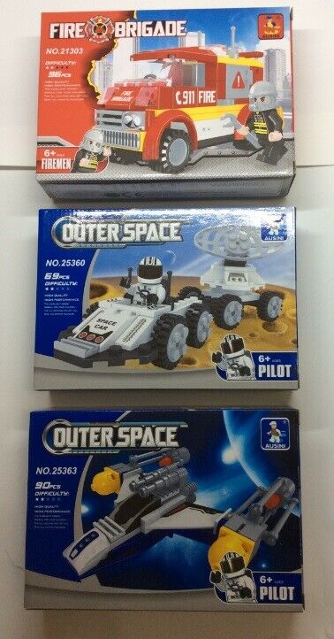 3 Sets Ausini Outer Space & Fire Brigade High Quality Building Block Toys