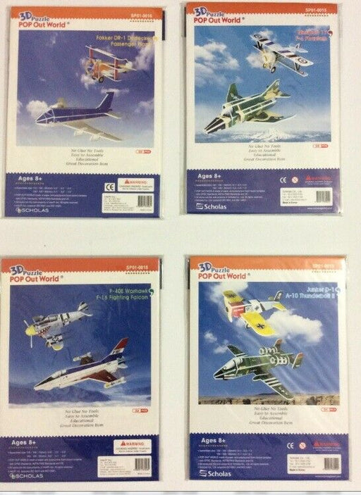 Set of 4 packages of Planes - Total 8 planes to build in 3d puzzles DIY