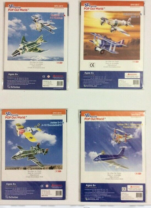 Set of 4 packages of Planes - Total 8 planes to build in 3d puzzles DIY