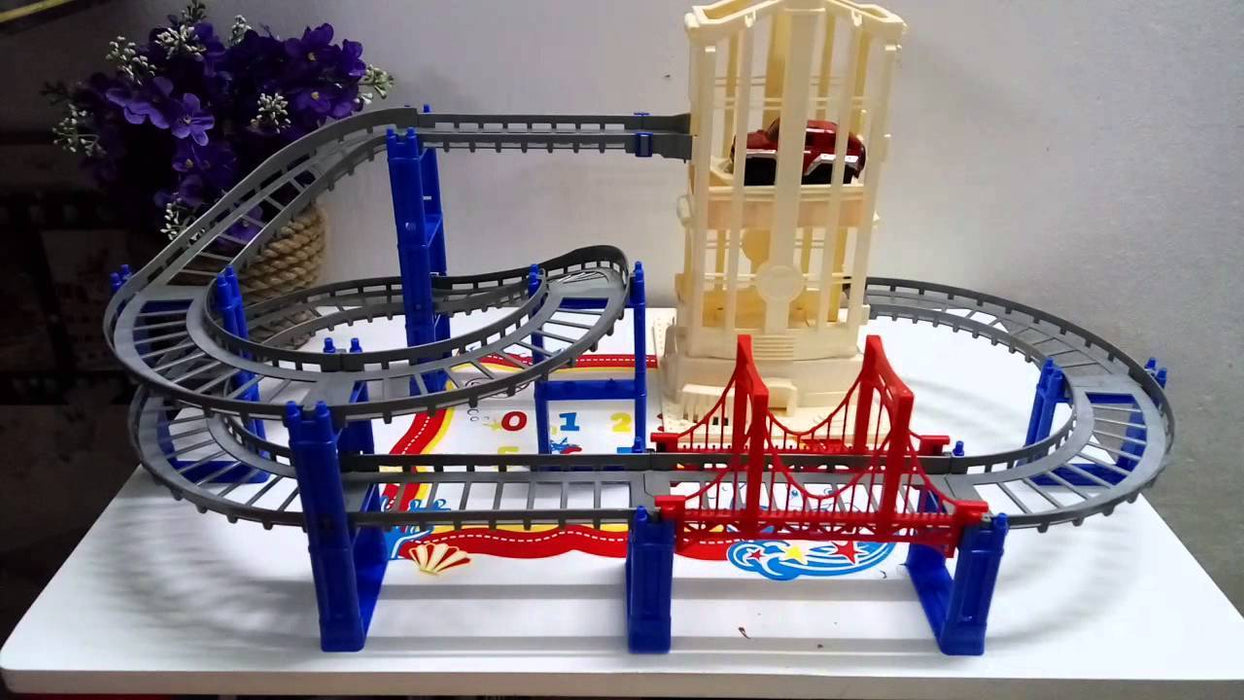 Electric Rail Car Spiral Track Educational Kids DIY Toy Playset Assembly Gift