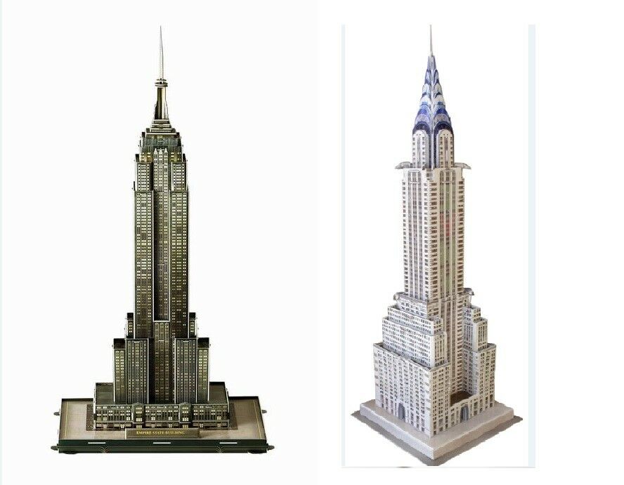 2 pcs 3D puzzles Chrysler Building + Empire State Building Education DIY