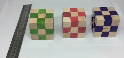 Set of 3 Snakes 3D Cube 3X3X3 puzzle Wooden 3D Logic Brain Teaser Puzzle