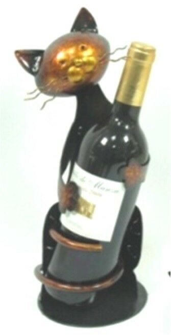 Wine Bottle Holder Metal Cat Modern Rack design Bar Kitchen Gift