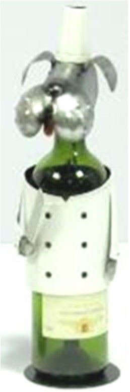 Wine Bottle Holder Metal Dog Shef Modern Rack design Bar Kitchen Gift