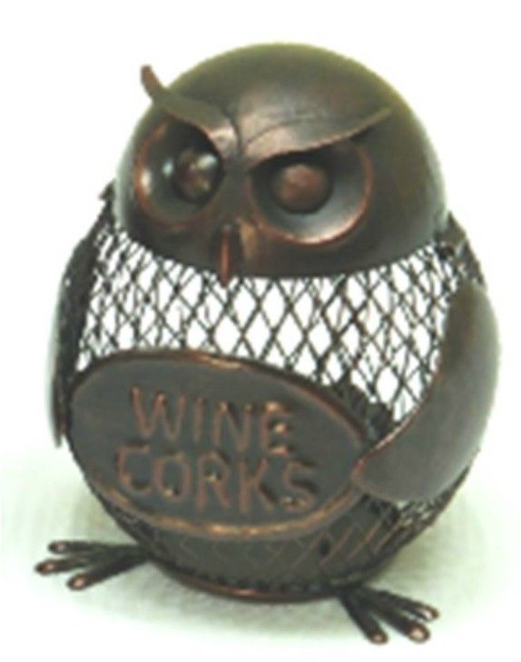 Wine Owl Cork Holder collector Metal Modern Rack design Bar Kitchen Gift