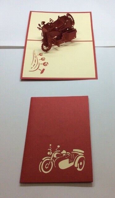 Old Vintage Car Red Color 3D Paper Pop Up Art special present
