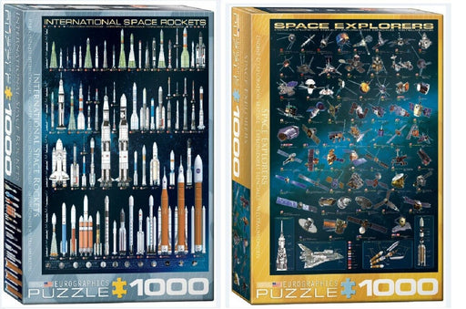 2 puzzles 1000 pcs Space Explorers + Int. Space Rockets Eurographics puzzles