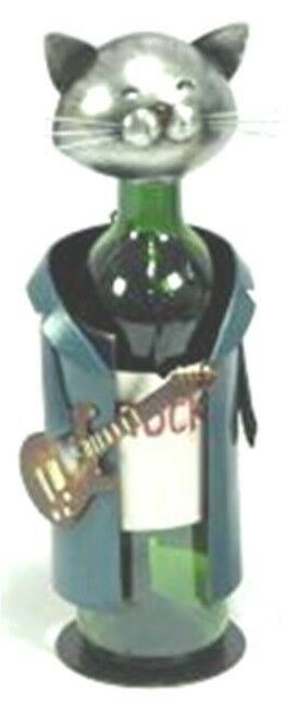 Wine Bottle Holder Metal Cat Guitarist Modern Rack design Bar Kitchen Gift