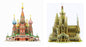 2 pcs 3D puzzles St. Basils Cathedral + Sagrada Familia Basilica Education DIY