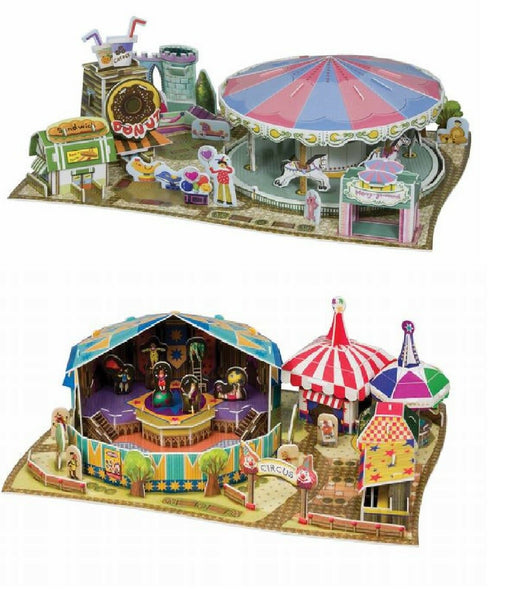 2 pcs 3D puzzles Merry Go Round + Exciting Circus nad Pierrot Education DIY