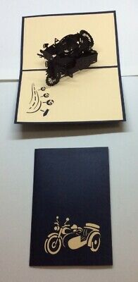 Old Vintage Motorcycle Blue Color 3D Paper Pop Up Art special present